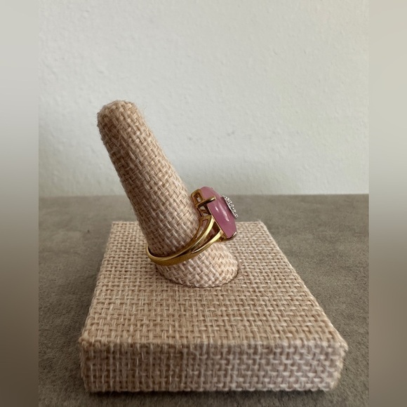 Pink Opal & Diamond Accented 10K YG Ring - Picture 6 of 9